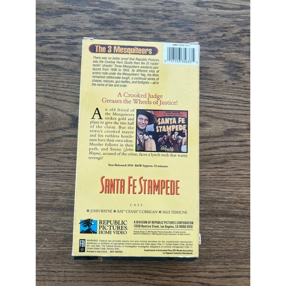 Santa Fe Stampede 1938 VHS Western John Wayne Ray Corrigan Max Terhune Pre-Owned - Picture 2 of 4